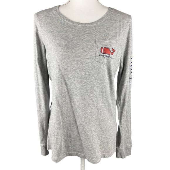 Vineyard Vines Women's Long Sleeve Tee - Football Whale - Picture 1 of 6